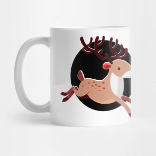 Light Reindeer Jumping - Black Background Mug